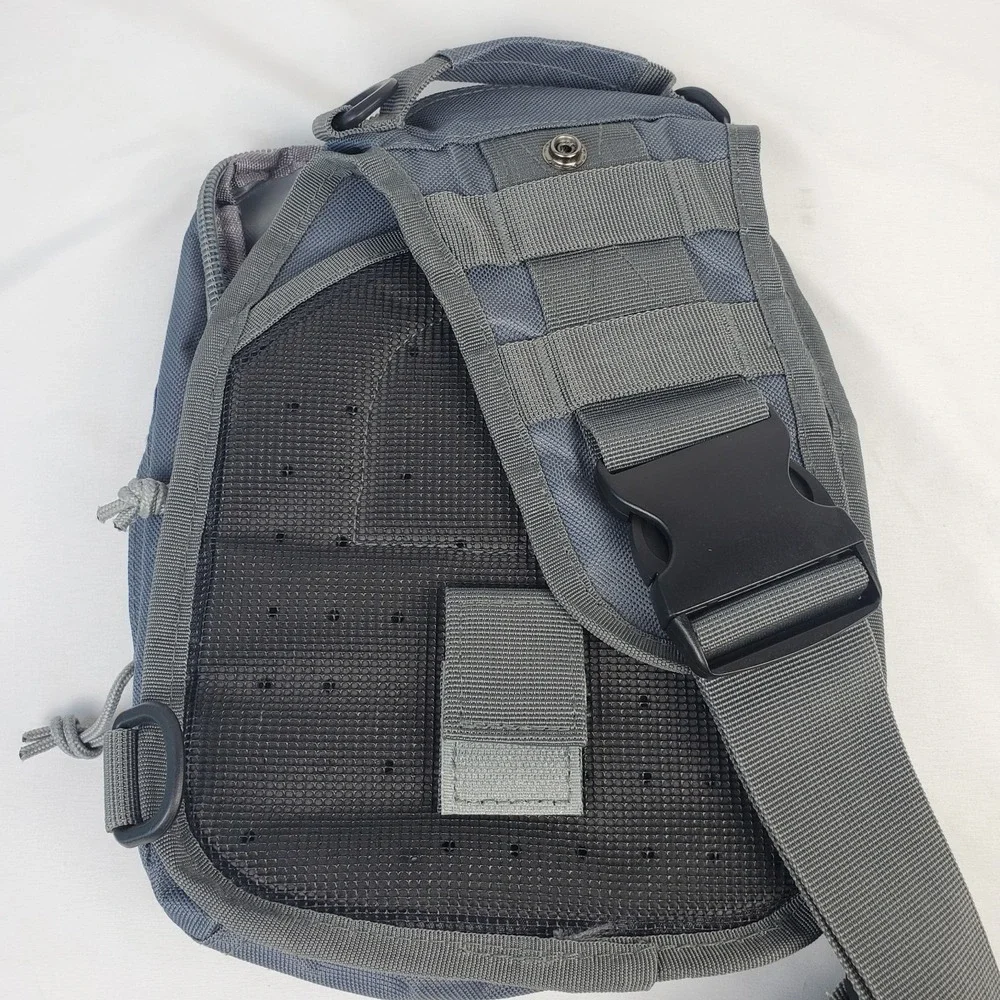 Trout Unlimited Gray Canvas Sling Pack Crossbody Bag w MOLLE Pockets NWOT